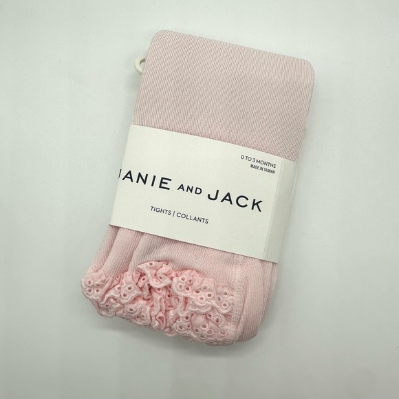 NWT New Janie and Jack Infant Girls Ruffle Butt Tights, Light Pink, Holiday Baby - Picture 2 of 4